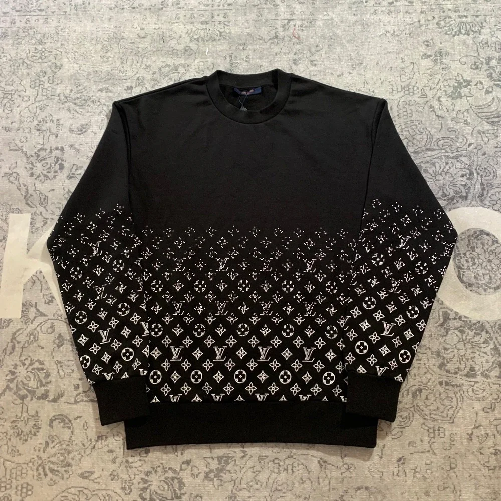Louis Vuitton Monogram Gradient Sweatshirt Mens L Black Excellent Crewneck LV - Picture 1 of 4